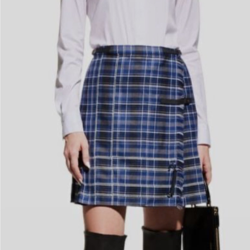 Lafayette 148 New York Blue Mini A-Line Skirt